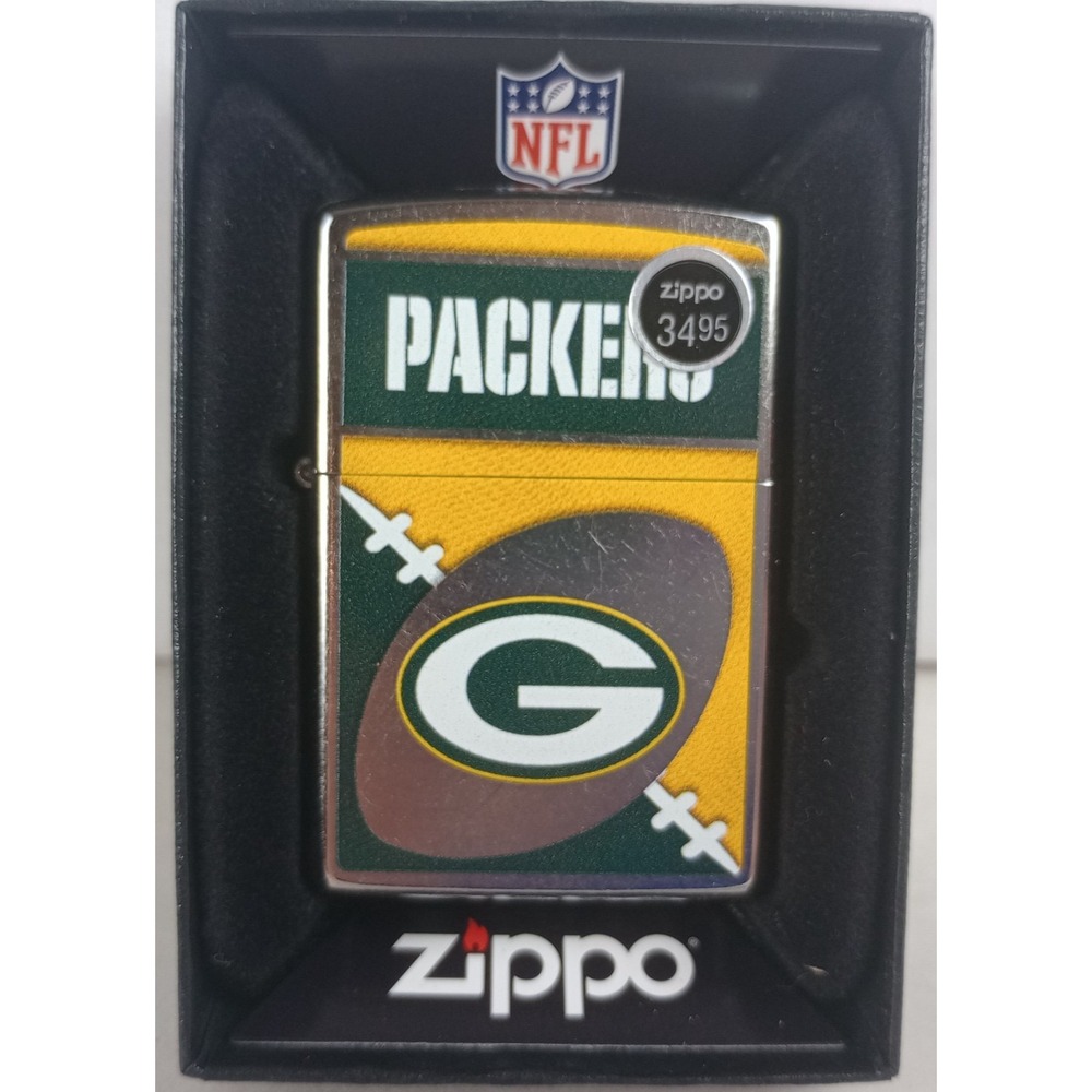 Brand New in Box Genuine Zippo NFL Lighter Green Bay Packers Football